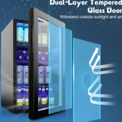 Sharper Image 120 Can Beverage Refrigerator with Glass Door