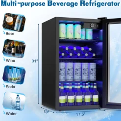 Sharper Image 120 Can Beverage Refrigerator with Glass Door