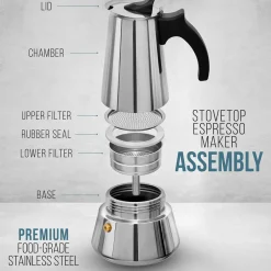 Escali Corp dba Kitchen Supply 300 mL Stainless Steel Espresso Maker