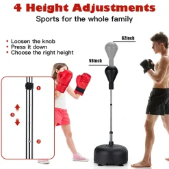 Teleshop Inc. Adjustable Freestanding Punching Bag with Boxing Gloves