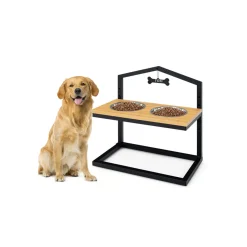 The Green Pet Shop (Cool Care Technologies) Adjustable Raised Pet Feeder with Stainless Steel Bowls