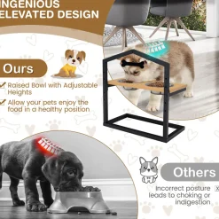 The Green Pet Shop (Cool Care Technologies) Adjustable Raised Pet Feeder with Stainless Steel Bowls