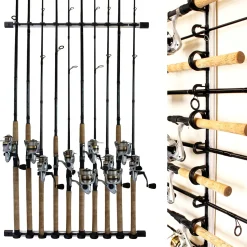 ReelSonar Inc All Weather Aluminum 10 Fishing Rod Wall or Ceiling Rack