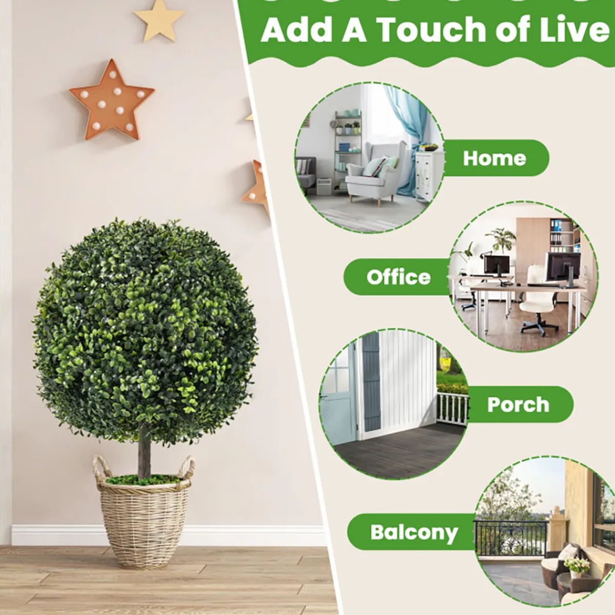 GoPlus (Costway) Artificial Ball Trees with Natural Look (Set of 2)