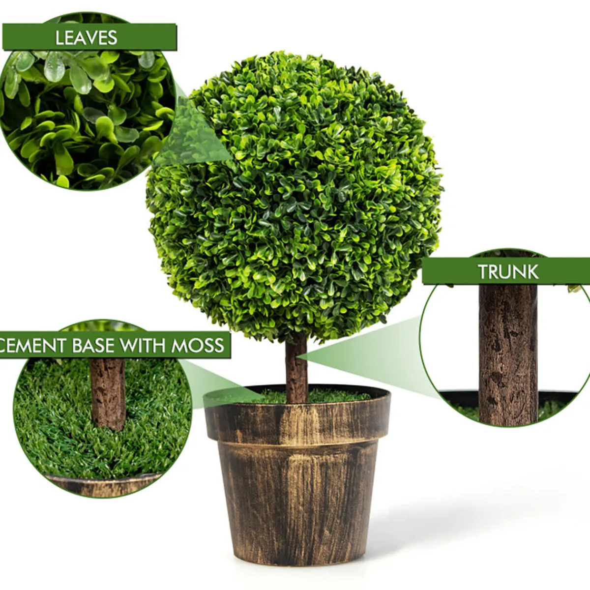 GoPlus (Costway) Artificial Ball Trees with Natural Look (Set of 2)