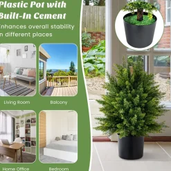 GoPlus (Costway) Artificial Cedar Topiary Ball Trees (Set of 2)