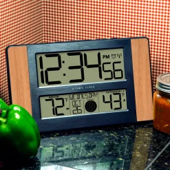 Better Battery Co. Inc. Atomic Digital Wall Clock with Temperature and Moon Phase