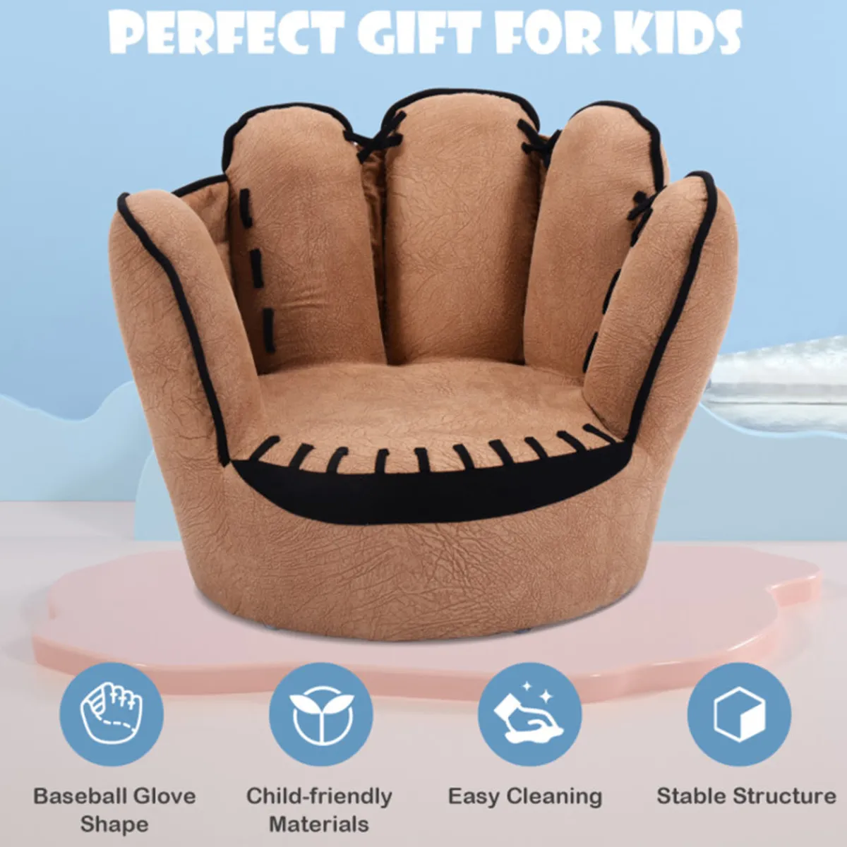 Kids Comfort Research LLC Baseball Glove Shaped Kids Upholstered Sofa