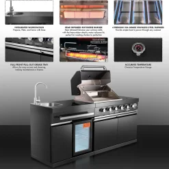 Grill Daddy Brush Co. Black Stainless Steel Outdoor Grill Island