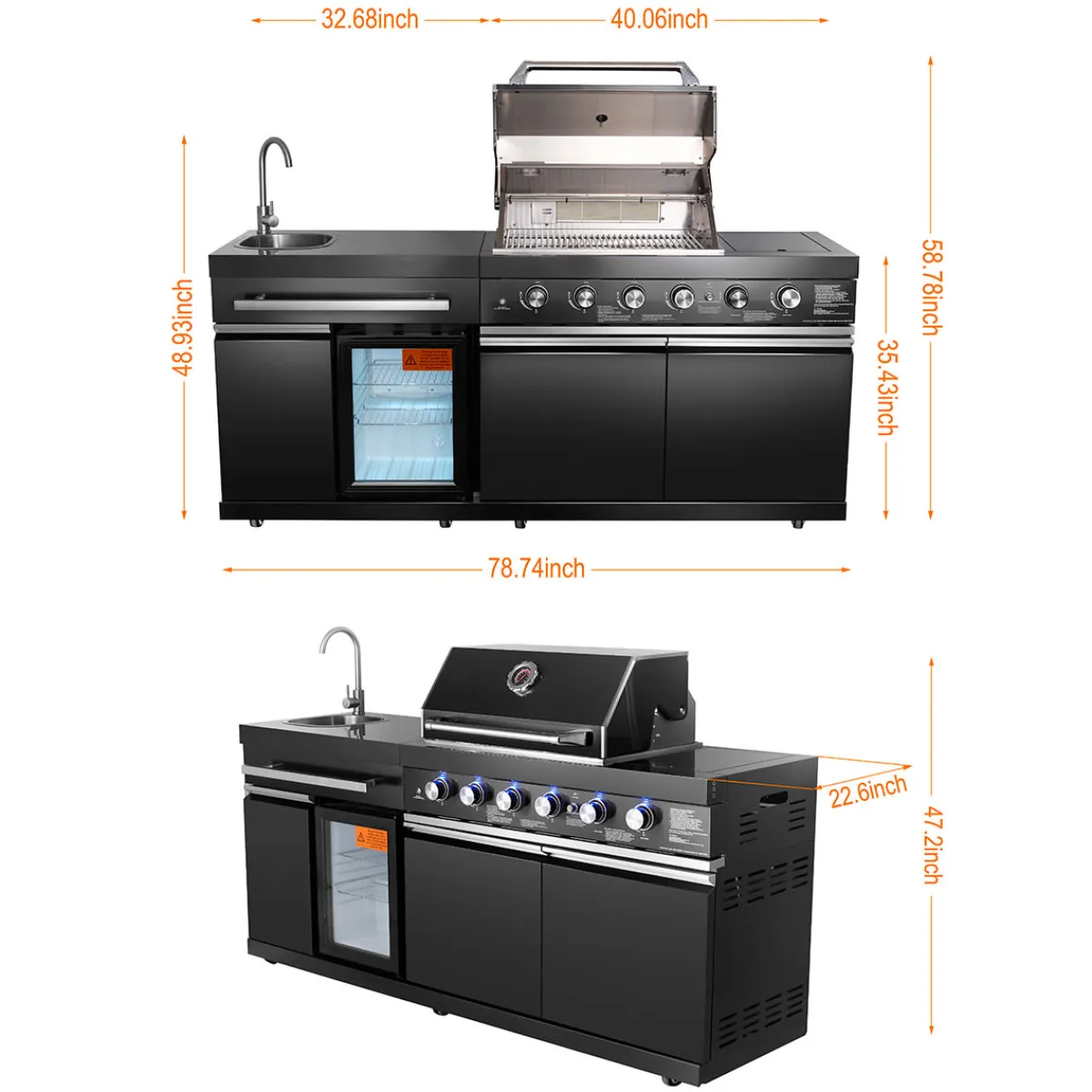 Grill Daddy Brush Co. Black Stainless Steel Outdoor Grill Island