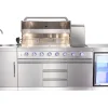 Shinerich International Inc 6-Burner Propane Gas Grill Island with Rotisserie and Outdoor Refrigerator