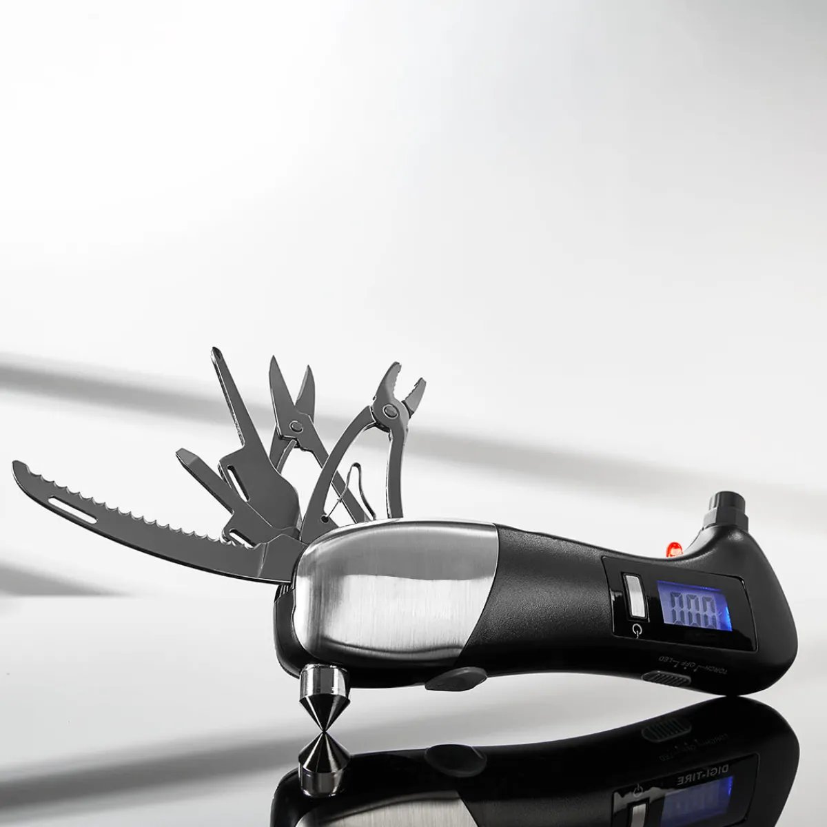 Sharper Image Car Emergency Tool with Digital Tire Gauge by