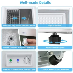Sharper Image Compact Chest Freezer with Removable Storage Basket