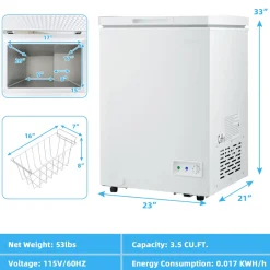 Sharper Image Compact Chest Freezer with Removable Storage Basket