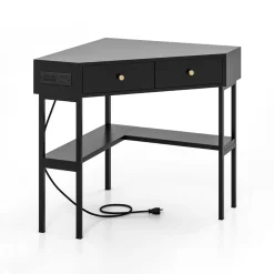 GoPlus (Costway) Corner Desk with Built-In Charging Station