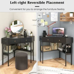 GoPlus (Costway) Corner Desk with Built-In Charging Station