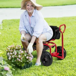 GoPlus (Costway) Cushioned Rolling Garden Cart with Swivel Seat