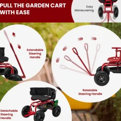 GoPlus (Costway) Cushioned Rolling Garden Cart with Swivel Seat