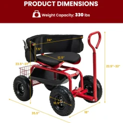 GoPlus (Costway) Cushioned Rolling Garden Cart with Swivel Seat