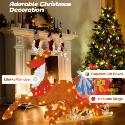 LinCon Marketing/LCM 2D Pre-Lit Christmas Reindeer and Sleigh Decoration