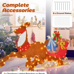 LinCon Marketing/LCM 2D Pre-Lit Christmas Reindeer and Sleigh Decoration