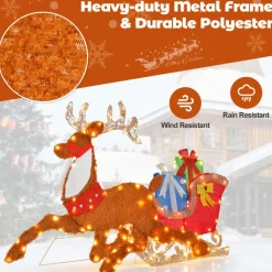 LinCon Marketing/LCM 2D Pre-Lit Christmas Reindeer and Sleigh Decoration