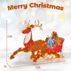 LinCon Marketing/LCM 2D Pre-Lit Christmas Reindeer and Sleigh Decoration