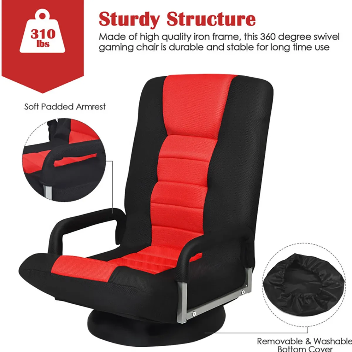 Sentry Industries, Inc. 360-Degree Swivel Gaming Floor Chair