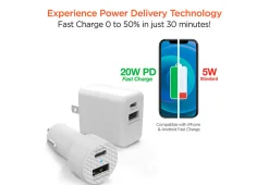 Sharper Image Fast Charge Dual Output Wall and Car Charger Set