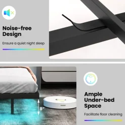 GoPlus (Costway) Floating LED Bed Frame with Charging Station