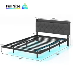 GoPlus (Costway) Floating LED Bed Frame with Charging Station