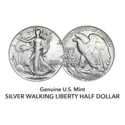 UPM Global LLC Glass Dome Silver Walking Liberty Half Dollar Pocket Watch