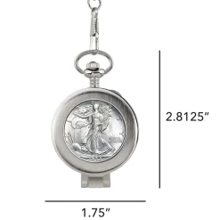 UPM Global LLC Glass Dome Silver Walking Liberty Half Dollar Pocket Watch