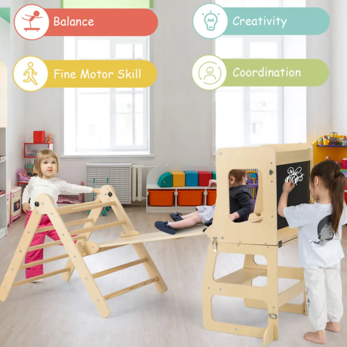 GoPlus (Costway) 7-in-1 Climbing Toy Connected Table and Chair Set