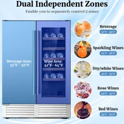 Sharper Image 2-in-1 Dual Zone Beverage and Wine Cooler