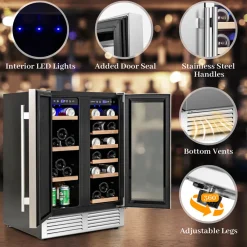 Sharper Image 2-in-1 Dual Zone Beverage and Wine Cooler