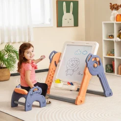 GoPlus (Costway) 6-in-1 Folding Kids Art Easel with Building Block Tabletop
