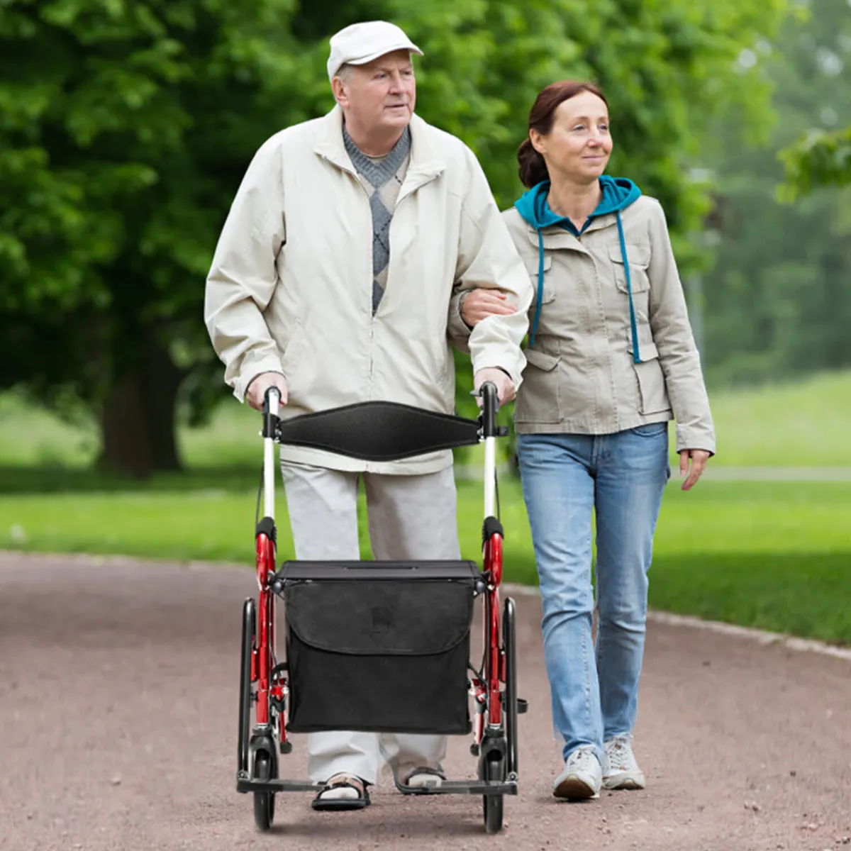 GoPlus (Costway) 2-in-1 Folding Rollator Walker Transport Wheelchair