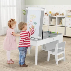 GoPlus (Costway) 2-in-1 Kids Art Table and Easel Set with Chairs