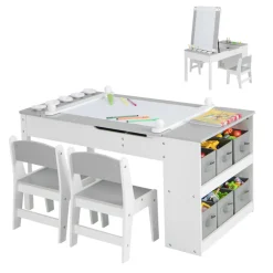 GoPlus (Costway) 2-in-1 Kids Art Table and Easel Set with Chairs