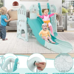 GoPlus (Costway) 3-in-1 Toddler Slide and Swing Set with Basketball Hoop