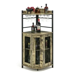 Sharper Image Industrial Corner Bar Cabinet