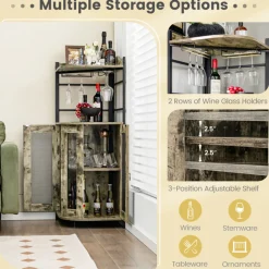 Sharper Image Industrial Corner Bar Cabinet