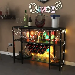 Sharper Image Industrial Wine Rack with Storage Shelves