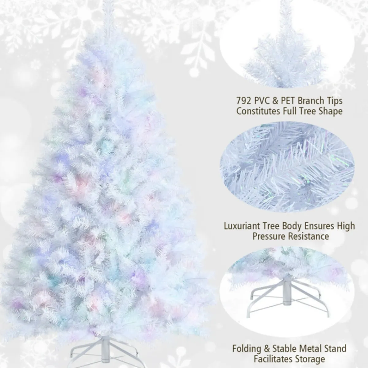 Village Lighting Company Iridescent Artificial Hinged Christmas Tree