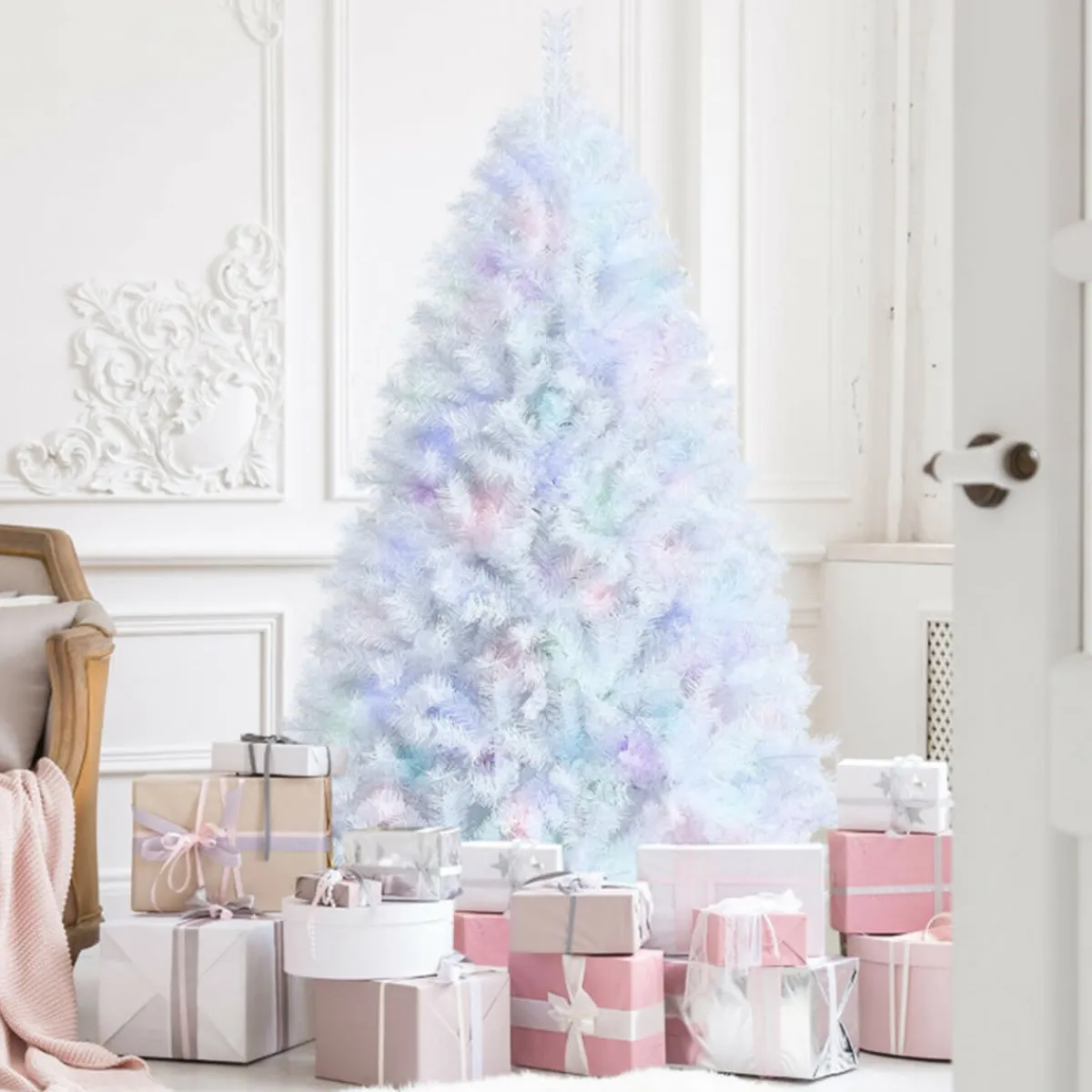 Village Lighting Company Iridescent Artificial Hinged Christmas Tree