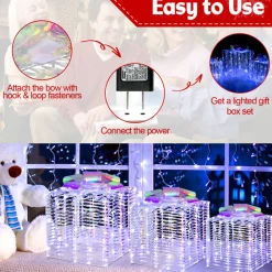 GoPlus (Costway) Iridescent Pre-Lit Christmas Gift Box Decoration (Set of 3)