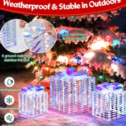 GoPlus (Costway) Iridescent Pre-Lit Christmas Gift Box Decoration (Set of 3)
