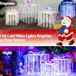 GoPlus (Costway) Iridescent Pre-Lit Christmas Gift Box Decoration (Set of 3)