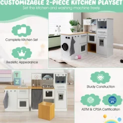 GoPlus (Costway) Kids 2-Piece Wooden Pretend Play Kitchen with Sound